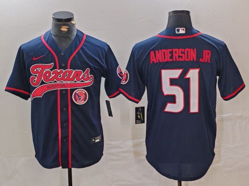 Men Houston Texans 51 Anderson Jr Blue Joint Name 2024 Nike Limited NFL Jersey style 1